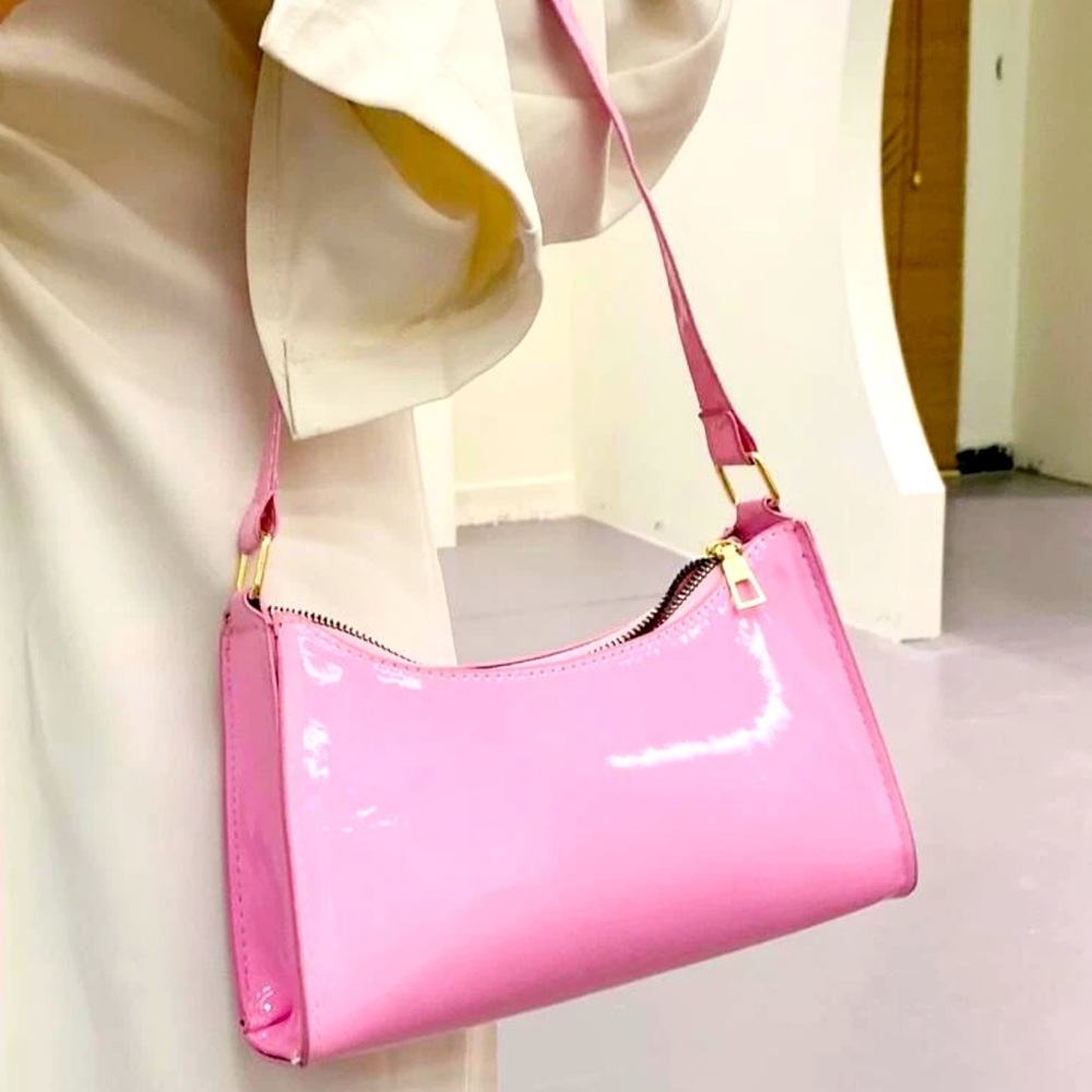 Pink Faux Leather Shoulderbag